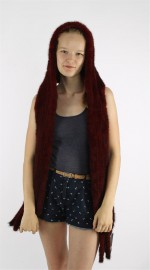 Women Winter Real Mink Fur Hooded Scarf Stole