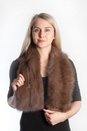 Ladies Winter Real Mink Fur Scarf Stole Shawl Muffler Brown Sable