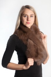 Ladies Winter Real Mink Fur Scarf Stole Shawl Muffler Brown Sable