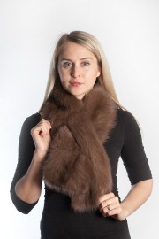 Ladies Winter Real Mink Fur Scarf Stole Shawl Muffler Brown Sable