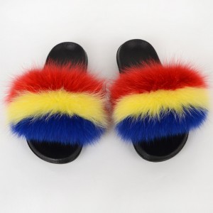 Fox Fur Slippers Fluff yeah Multicolor Fur Slides