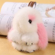 Rabbit Keychain Fluffy Bunny Keychain Mink Fur Keyring