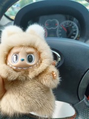 Brown real mink fur rotating Labooboo doll